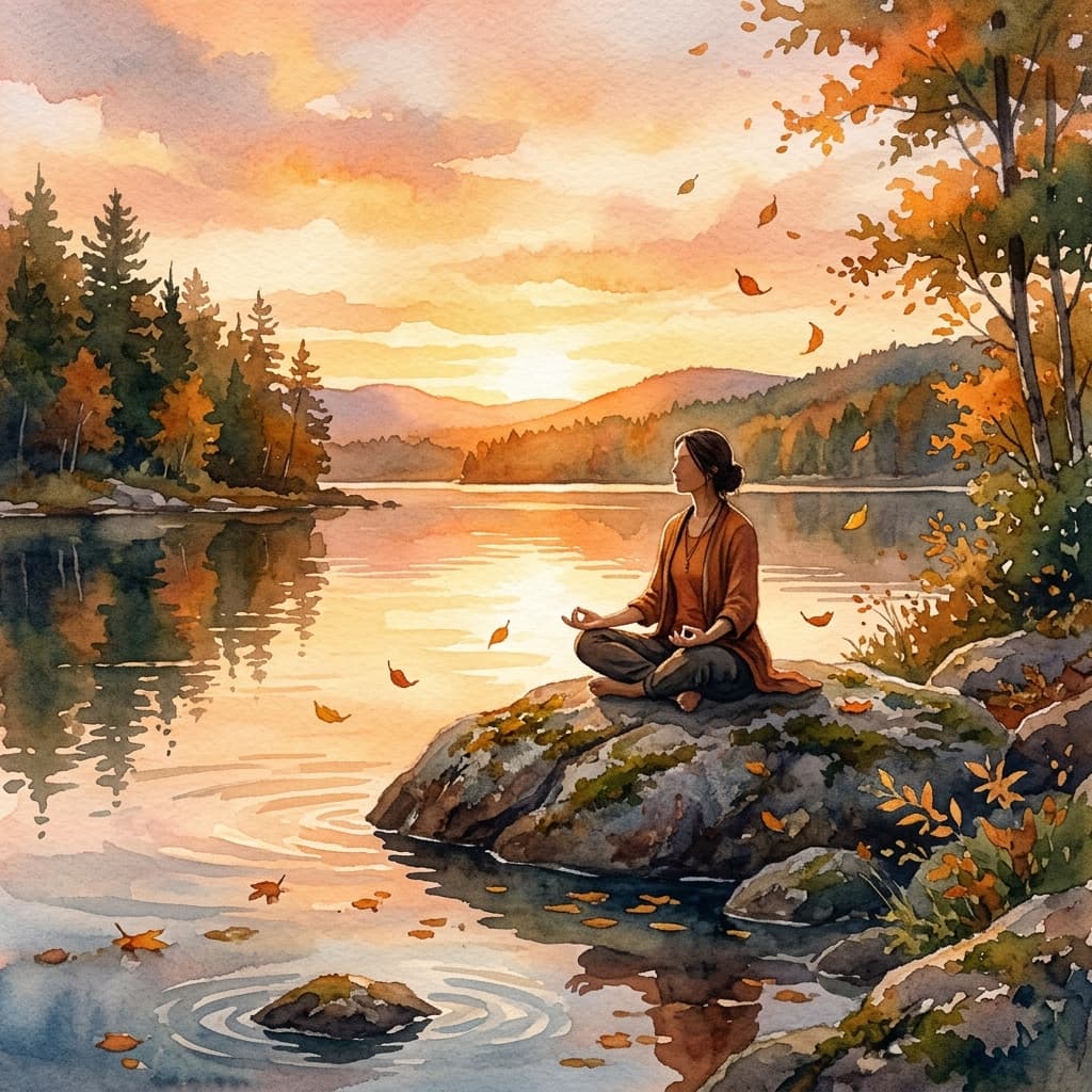 Peaceful meditation at sunset